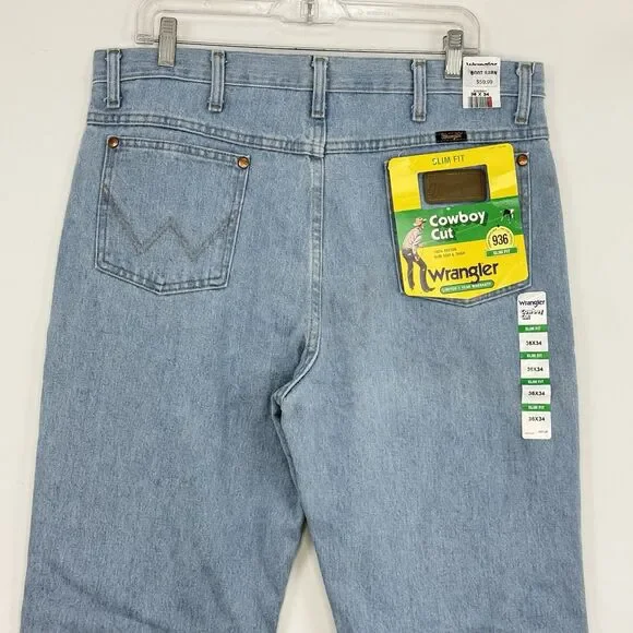 936GBH Wrangler Men's Cowboy Cut Slim fit Jean - Bleach 36X34 NWT - Picture 14 of 16